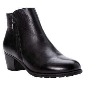 Propet Tobey Ankle Bootie Shoes‎ Women's 10 Black Leather Block-Heel Zipper NEW